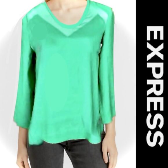 🍍3/$15🍍 Express Mesh Cutout 3/4 Sleeve Blouse - Picture 1 of 9